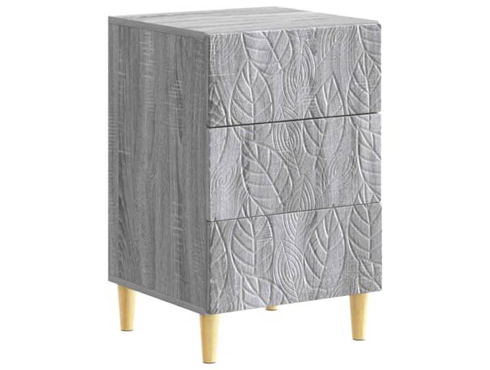 KDVXBCQJH Nachttisch Grau Sonoma 43x39,5x66,5 cm Beistelltisch Kommode Dreistufige Schlafzimmer Nachtkommode aus Holzwerkstoff mit Eukalyptus Beinen und Soft-Close Schubladen.