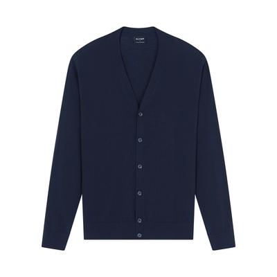 Cardigan OLYMP "Casual Strick", Herren, Gr. 3XL, marine, Feinstrick, Obermaterial: 100% Schurwolle, unifarben, normal, V-Ausschnitt, Strickbund, Strickjacken, aus weicher Merinowolle