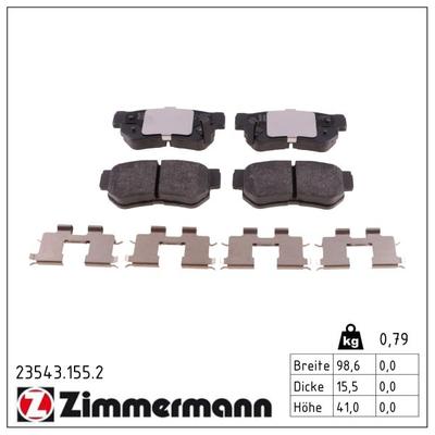 ZIMMERMANN Bremsbelagsatz, Scheibenbremse 235431552 Hinterachse für HYUNDAI (BEIJING) KIA