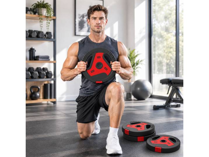 SPORTNOW Disques Musculation 25kg Set 4pcs Trou 2.5cm Noir
