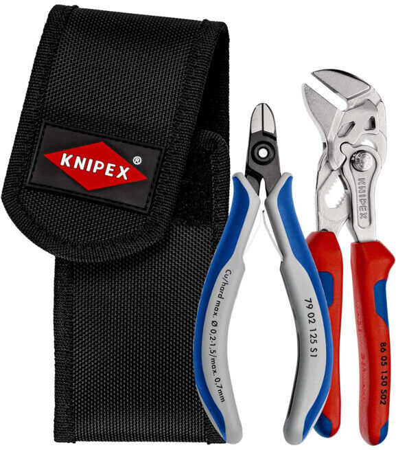 Jeu de pinces pour colliers de serrage, en pochette de ceinture à outils Knipex (00 19 72 V01)
