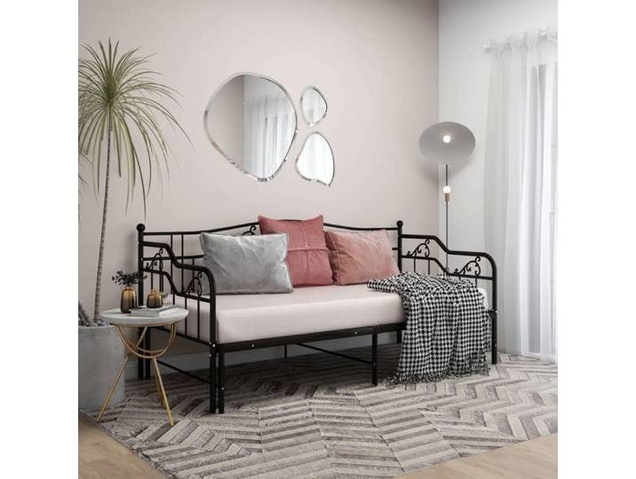 Cadre de canapé-lit extensible sans matelas-Canapé convertible Noir Métal 90x200cm 241817