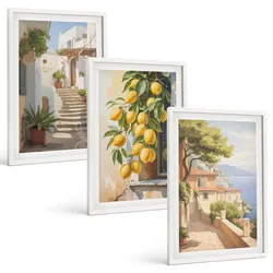 BILDER SET 3er Set - 40x60 cm Weißer Rahmen - Lemon Streets Meerblick