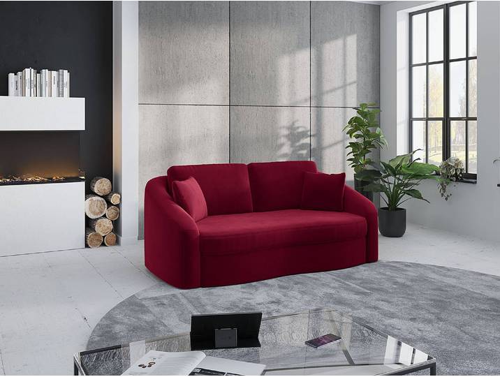 Canapé 2,5 places Nessano Rouge Velours Ravi 196 x 88 x 107cm Maison de campagne