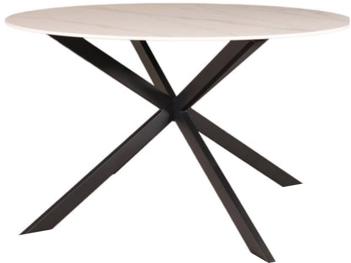 Jenna Ronde Eettafel met Marmerlook Wit - Diameter: 130 cm