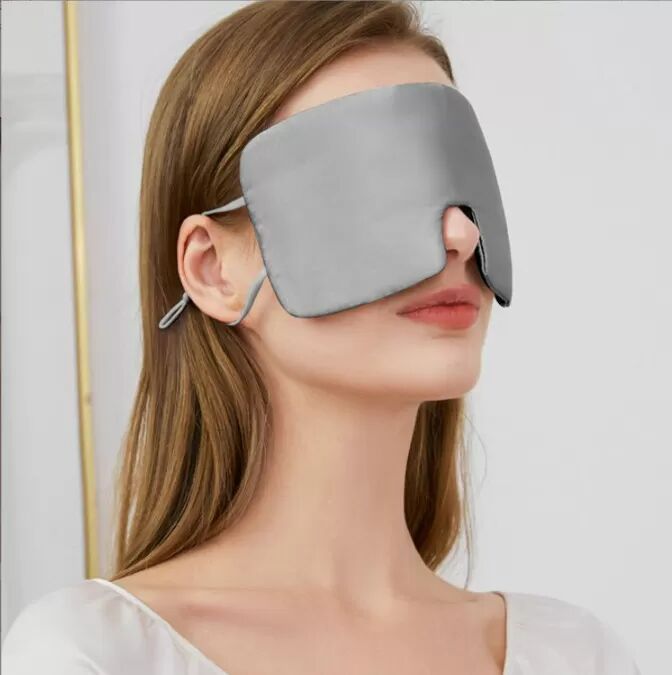 INF Große Schlafmaske aus Seide für Herren & Damen Grau