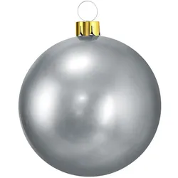 WellHome - Silberne aufblasbare Weihnachtskugel Ø6,5cm mit Saugnapf und Zubehör