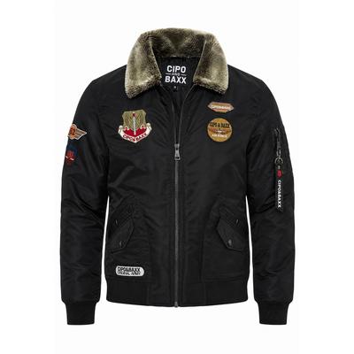Winterjacke CIPO & BAXX "Winterjacke CM232", Herren, Gr. M, schwarz, regular fit, Jacken Winterjacke