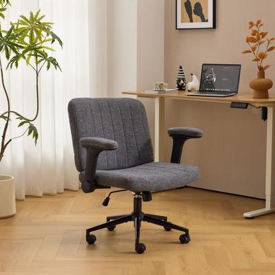 No Speckled Chenille Swivel Chair With Flip-Up Arms For Cross-Legged