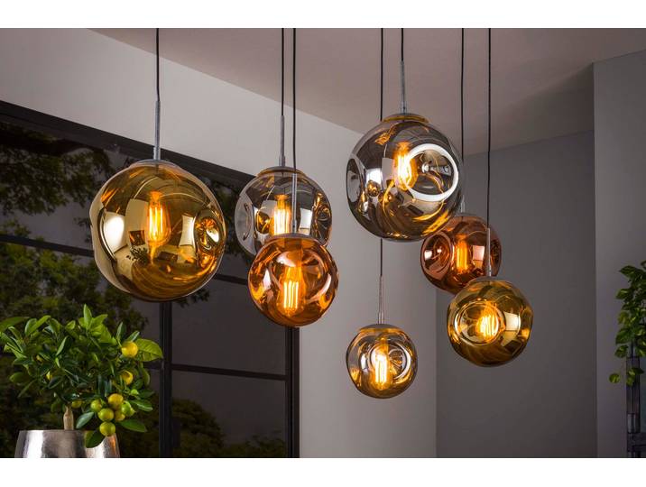 Pendelleuchte Althea“ – 7 Leuchten in der Metall-Farbkombination Gold, Kupfer und Chrom - Metall-Farbkombination - Luxusbetten24