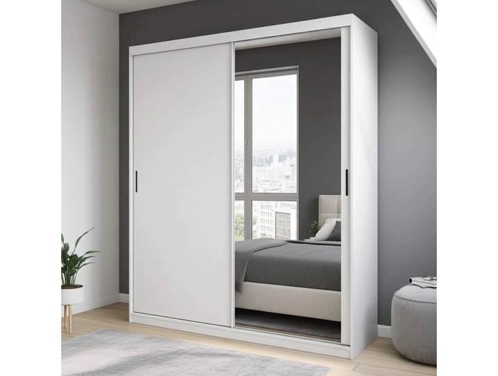 Kleiderschrank MIRANO 200x215 cm Weiß Matt Schwebetürenschrank Groß
