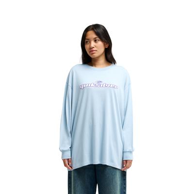 Langarmshirt QUIKSILVER "Boyfriend", Damen, Gr. M, blau fog, Obermaterial: 100% Baumwolle., Shirts Langarmshirt