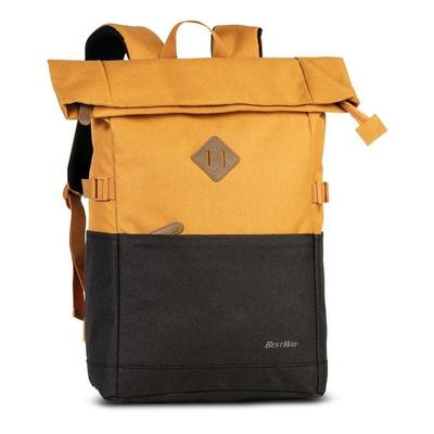 BESTWAY® Rucksack Campus Sytle, Rolltop, ocker/schwarz, variabel von 19 bis 25 Litern