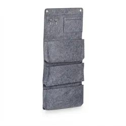 Relaxdays Hängeorganizer, 2er Set, 4 Fächer, 2 Haken, HxB: 65 x 30 cm, Bad, Flur, Büro, Organizer zum Hängen, Filz, grau