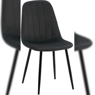 Décoshop26 - Esszimmerstuhl x1 modernes Design vertikale Ziernähte schwarzer Samtbezug und schwarze Metallbeine 10_0001987 10_0001987