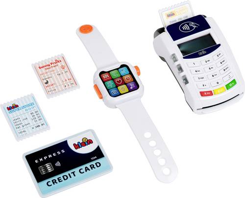 Theo Klein 7276 PoS Terminal und Smart Watch | Interaktives Spielzeug mit Licht, Sound und kontaktloser Bezahlfunktion | Spielzeug für Kinder ab