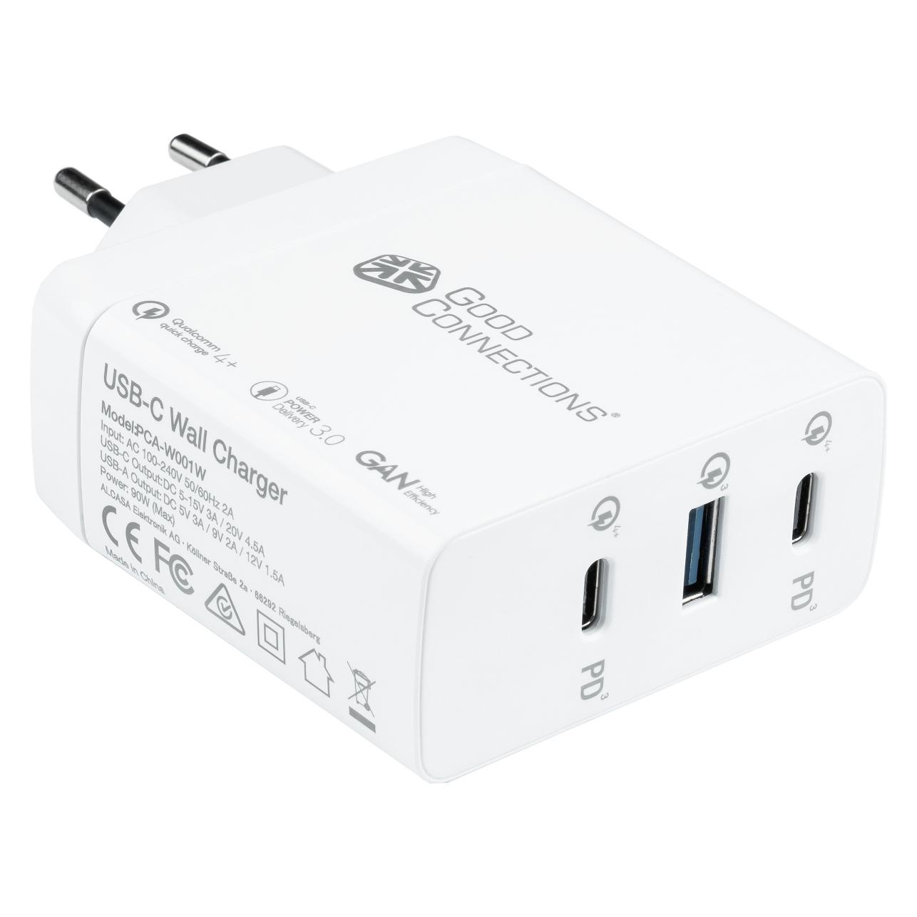 Good Connections PCA-W001W. Aufladetyp: Indoor, Energiequelle: AC, Aufladekompatibilität: Universal. Eingan... (90 W, 3 Ports) (PCA-W001W)