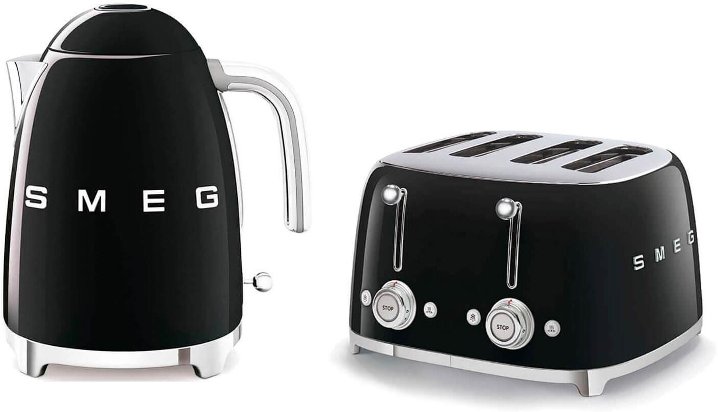 Smeg Jug Kettle & 4 Slice Toaster Set - Black