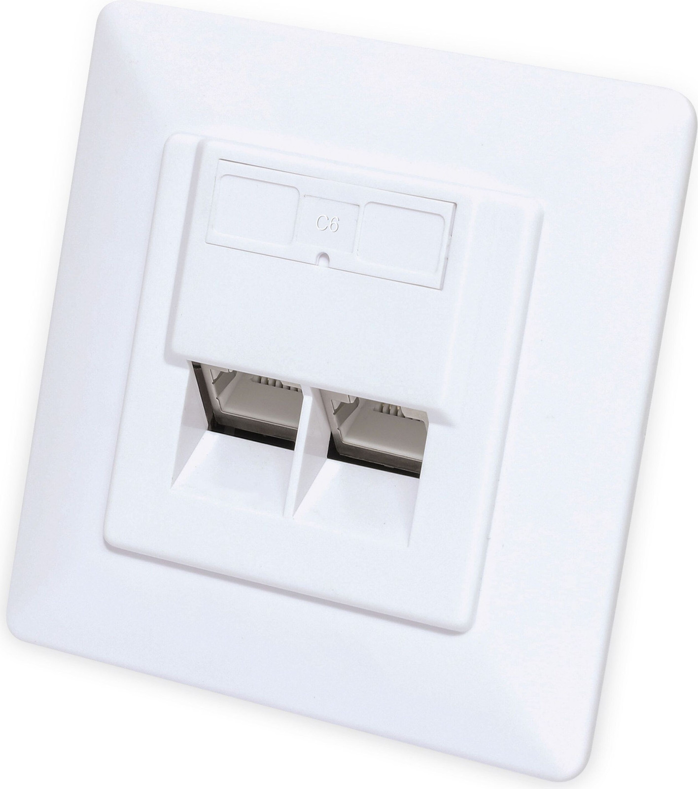Intellinet 771900 2-poorts Cat6 10G RJ45 inbouwdoos STP wit