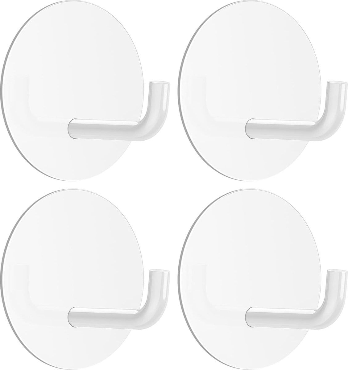 Set van 4 witte ronde zelfklevende handdoekhaakjes van roestvrij staal voor badkamer en keuken