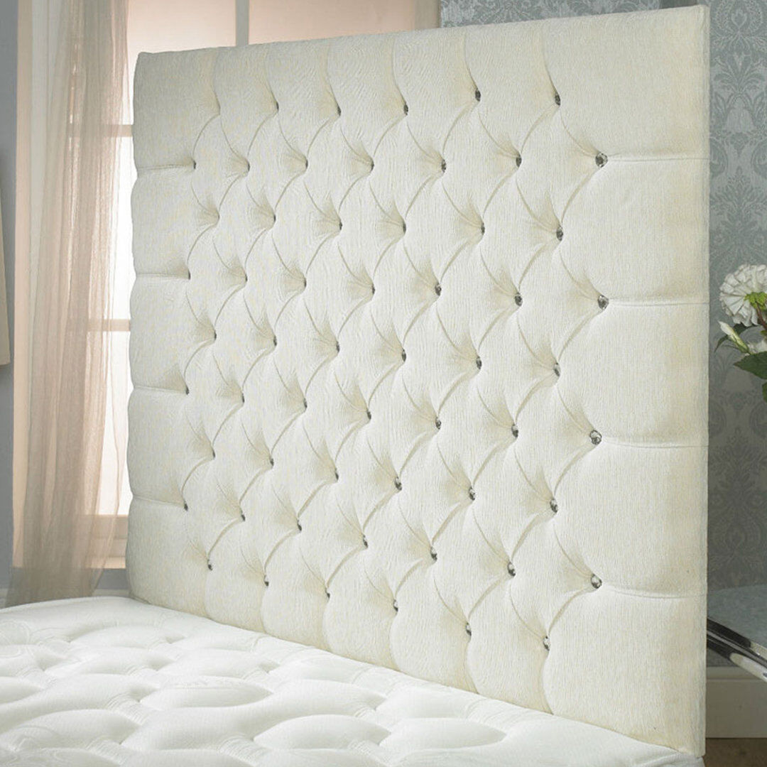 Rosdorf Park Shaw Upholstered Chenille Headboard Cream Single (3')