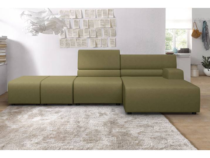 Ecksofa EGOITALIANO Babouche, Designsofa mit aussergewöhnlichem Sitzkomfort zum Wohlfühlen , grün (pistazie), B:384cm H:80cm T:98cm, Luxus-Micofaser Lederoptik (100% Polyester) ist ein neues technisches Gewebe mit einem visuellen und taktilen Aspekt, der dem Nubuk sehr nahe kommt, mit innovativen Eigenschaften. Seine ausserordentliche Weichheit kommt von einem exklusiven Produktionsprozess, der Unreinheiten und Unregelmässigkeiten beseitigt. Das Ergebnis ist eine bemerkenswert samtige Faser, die durch das Vorhandensein von Körnern verstärkt wird. Von der einfarbigen Eleganz der warmen Farben und der Vielfalt an trendigen Farben, die es zu seiner eigenen Stärke und Persönlichkeit machen., Sofas, Ecksofa