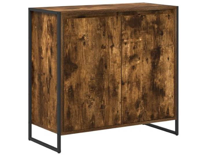 KPOTUERTU Seitenschrank Raucharbe 79 x 36 x 75 cm Holzwerkstoff Stahlbeine, Holzoptik, Wohnzimmer, Flur, Aufbewahrung, Deko, Kommode, Sideboard