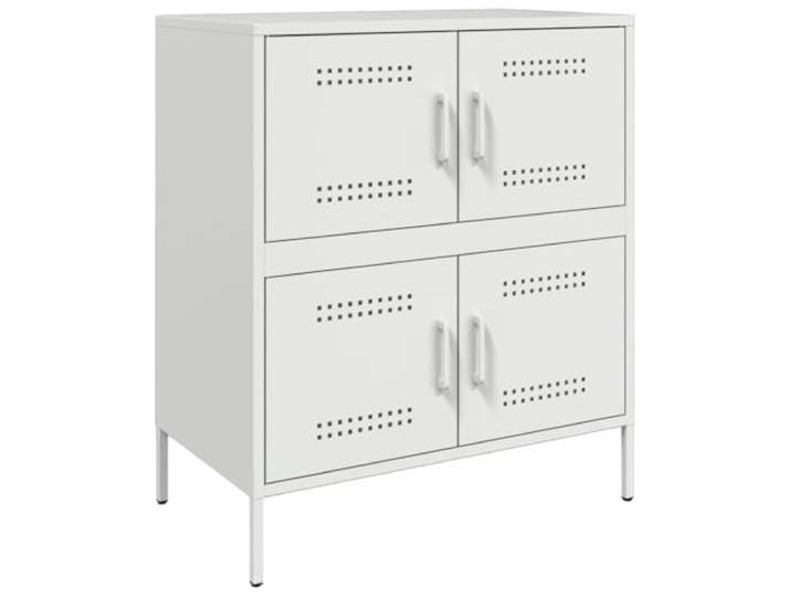 LASWWQMRF Sideboard Weiß 68x39x79 cm Stahl Beistellschrank 4 Fächer Industrie-Kommode aus Stahl für Schlafzimmer und Flur, stabiler Flurschrank mit 4 Fächern und praktischen Türen.