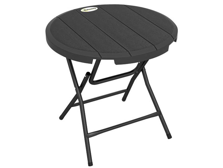 Outsunny Gartentisch, Dunkelgrau, Stahl, Hdpe, Metall, 80x73x80 cm, Gartenmöbel, Gartentische, Garten-Beistelltische
