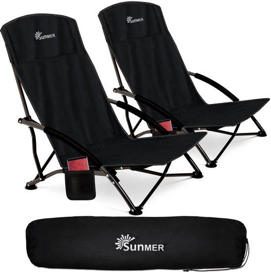 SUNMER Set aus 2 klappbaren Strandstühlen mit Seitentasche und Tragetasche