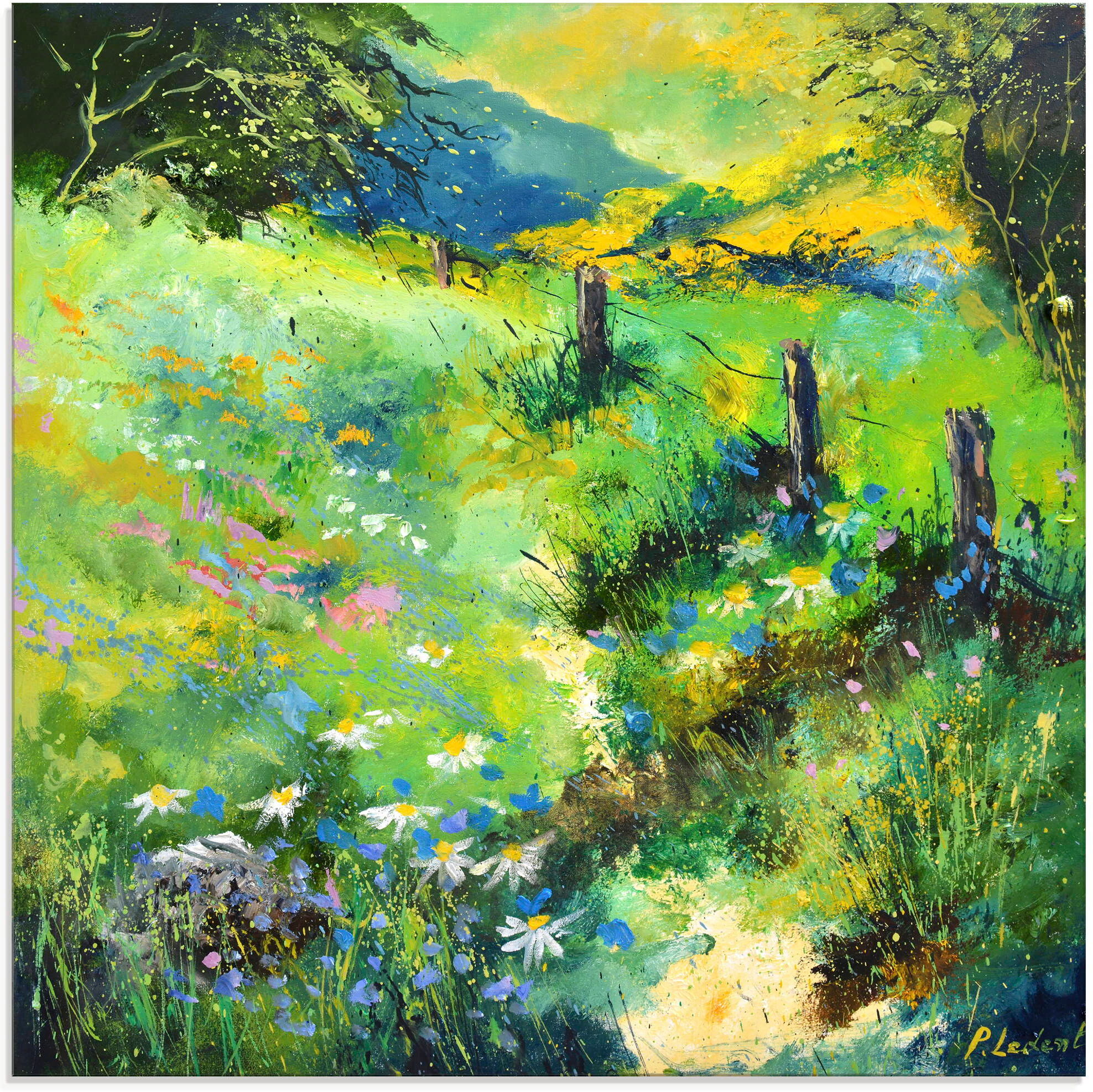 Wandbild ARTLAND "Green field", farbe bild(er): grün, B:20cm H:20cm, Bilder, Wandbild, als Alubild, Leinwandbild, Poster, Wandaufkleber in verschied. Grössen farbe bild(er): grün B/H/T: 20cm x 20cm, Glasbild Wiesen & Baumbilder quadratisch, 1 Stk.