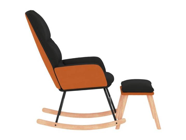 Fauteuil Allaitement - Noir - Chaise à bascule - Rocking Chair - avec repose-pied - Noir Tissu 70x79x105 cm F1433