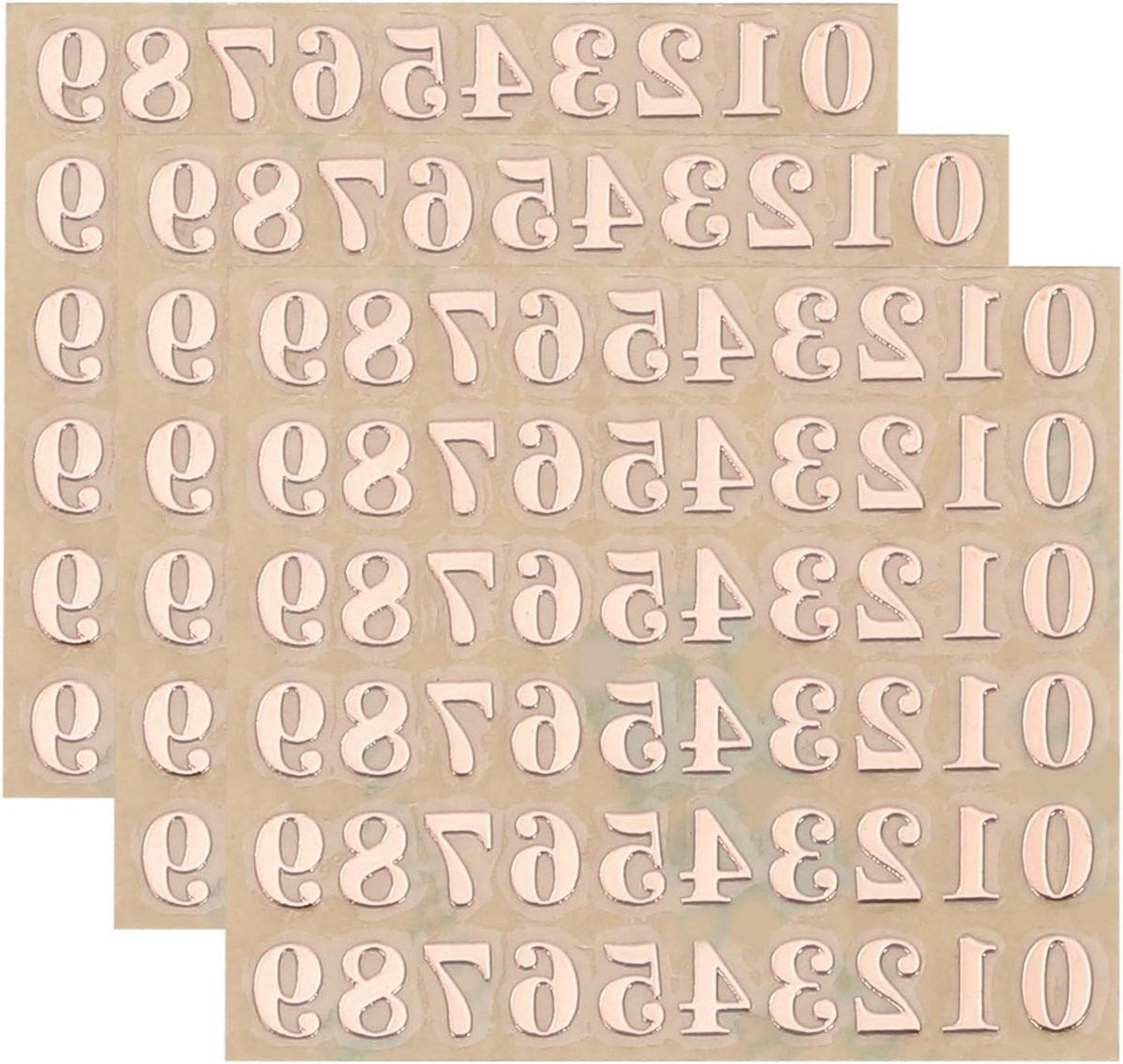 3D Cijferstickers van metalen legering in roségoud, 3 mm hoog