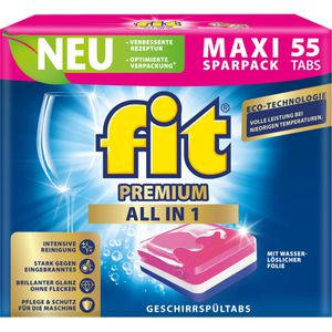 fit Spülmaschinentabs Premium All in 1, kraftvolle Reinigung, strahlender Glanz, 55 Tabs