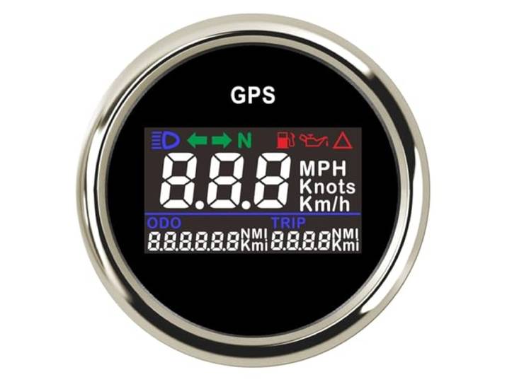 Marine 52 mm digitaler GPS-Tachometer KNOTS MPH KM/H einstellbar mit GPS-Antenne und Alarmanzeigeleuchte for Van Truck Bootsyacht(BS)