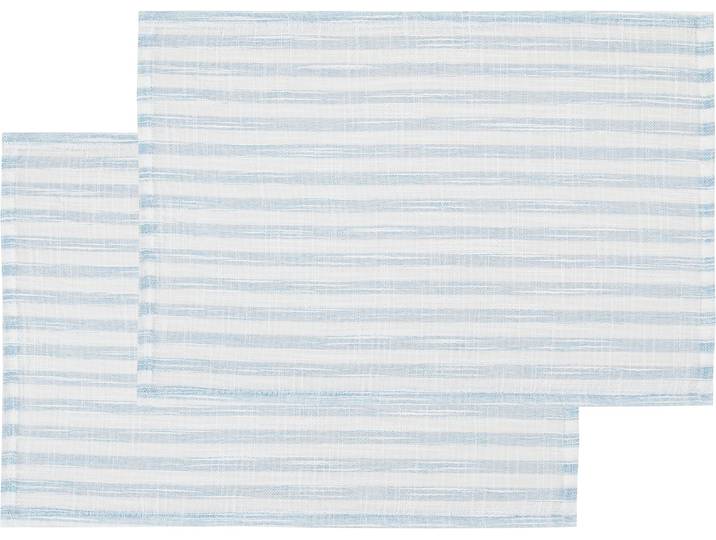Platzset GOODPRODUCT Marric , blau, B:45cm L:30cm, Obermaterial: 100% Polyester, Platzsets, Platzset, Platzset, halbtransparent, Linenoptik mit Streifen