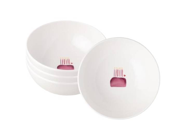 Villeroy & Boch With Love Müslischalen Happy Birthday 4er Set, 590 ml, Vielseitige Schalen für Suppe, Salat und Ramen, Premium Porzellan, spülmaschinen- & mikrowellengeeignet