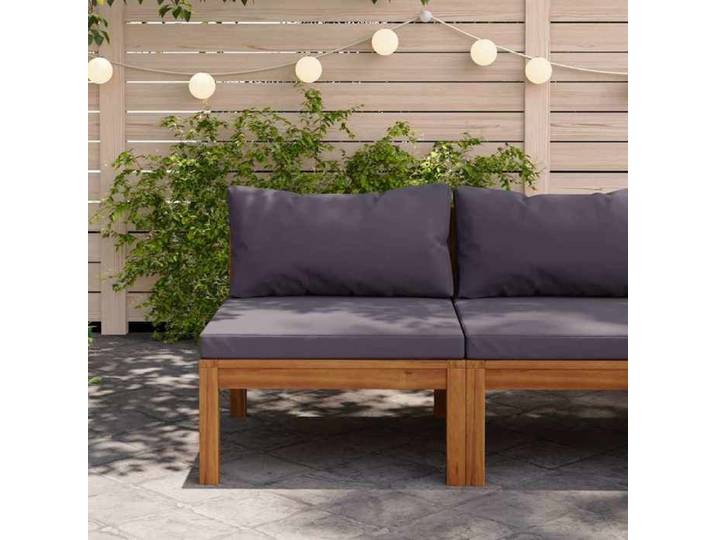 Gris Canapé central sectionnel et coussins gris foncé Bois d'acacia - Siège de balcon LV62202