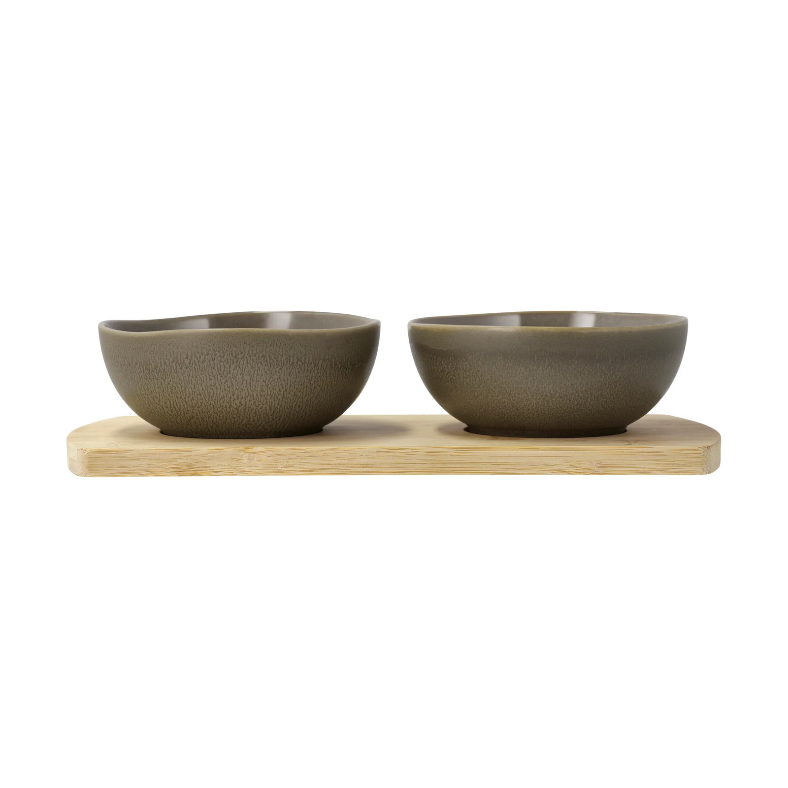 Villa Collection Shoku bamboe dienblad met 2 schalen Warm Brown