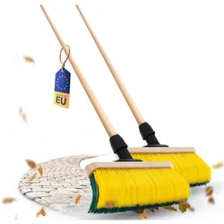 Novaliv 2x Premium Krallenbesen mit Stiel 50cm, Spezialbesen gebogenen Borsten - Ideal als, Reinigungsutensil, Grün, Gelb