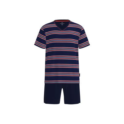 Schlafanzug GÖTZBURG "Pyjama Shorty Klima Aktiv", Herren, Gr. XXL, bunt (blau, rot), Obermaterial: 60% Baumwolle CO. 40% Polyester PES., Homewear-Sets Schlafanzug