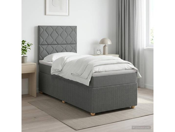 vidaXL Boxspringbett mit Matratze Dunkelgrau Einzeln Stoff