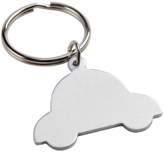 Portachiavi Rena in metallo forma auto, argento, 4,5x3,6 cm Personalizzate o neutre
