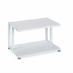 Relaxdays Druckerständer, 2 Ablagen, Schreibtischaufsatz für Drucker, HBT 28x45x28 cm, Druckertisch, Druckerhalter, weiß