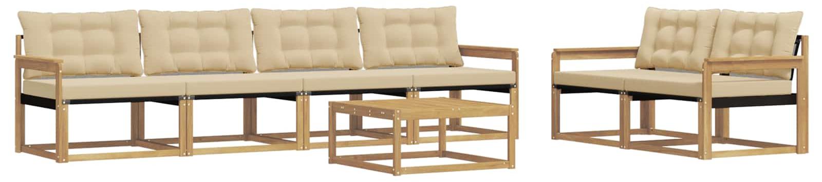 Outdoor-Sofagarnitur 7 pcs Weiß und Beige 79 x 79 x 37 cm
