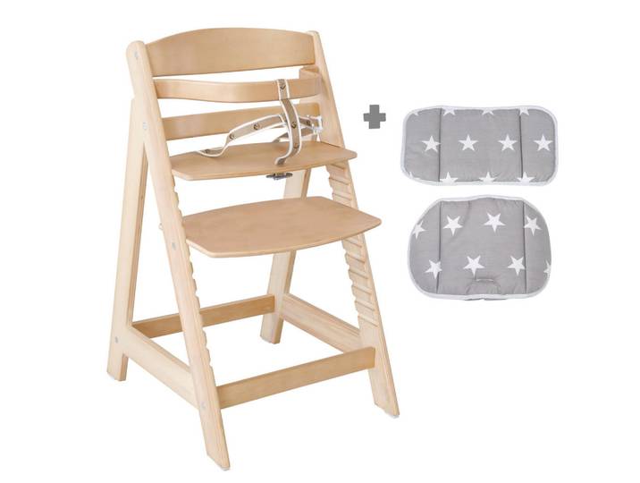 Roba Treppenhochstuhl mit Sitzverkleinerer Little Stars, Naturfarben, Stern/Sternzeichen, 44.5x80x54 cm, Babymöbel & Kindermöbel, Babyzimmer, Hochstühle