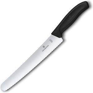 Victorinox Brotmesser Swiss Classic 6.8633.22B, 22 cm Edelstahlklinge mit Wellenschliff und Kunststoffgriff