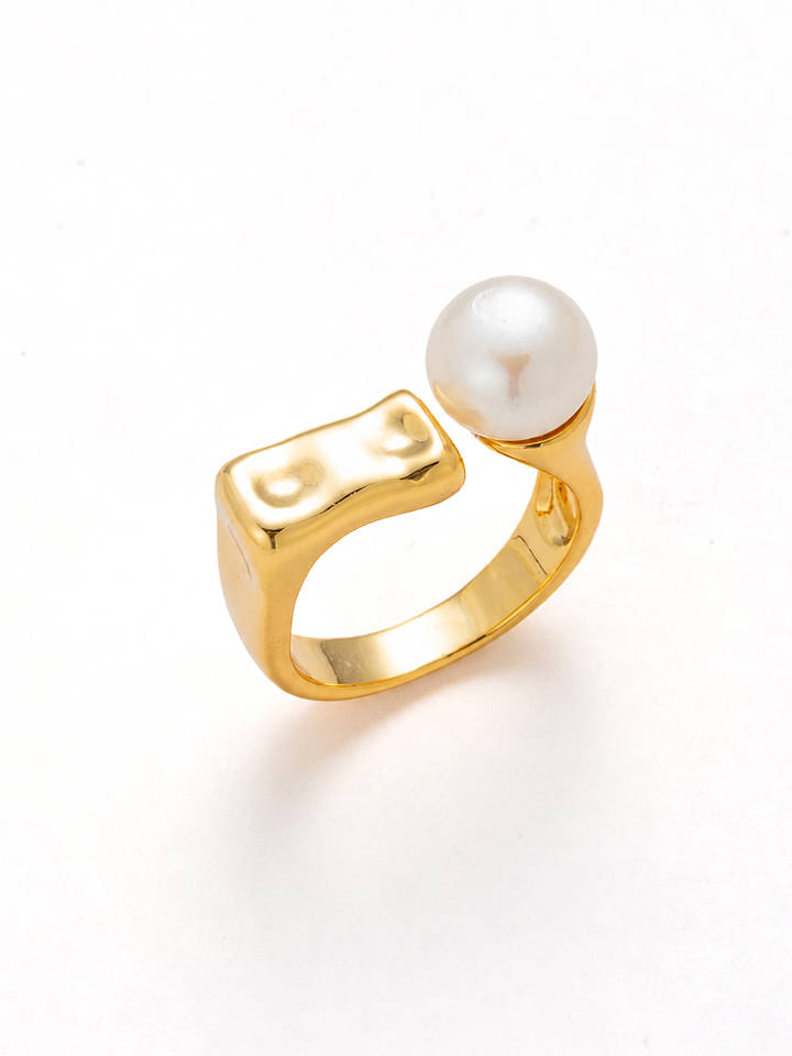 Pierres de Jade Vergold. Ring mit Perle - onesize