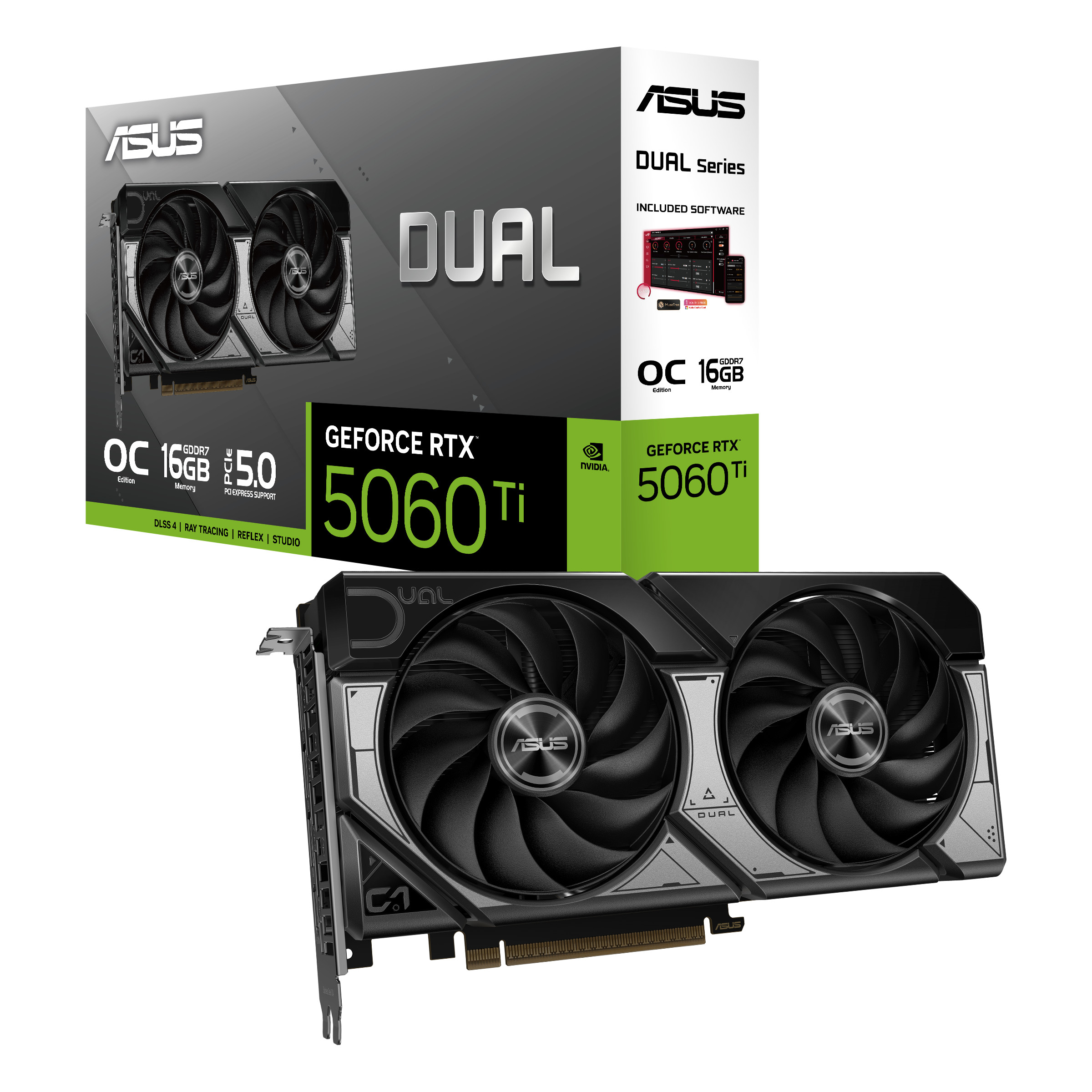 ASUS DUAL GeForce RTX 5060 Ti OC DUAL-RTX5060TI-O16G 16GB GDDR7 Grafikkarte, HDMI 3xDP 90YV0MH0-M0NA00