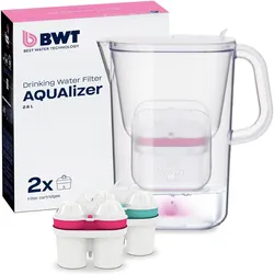 BWT Aqualizer +1MG2 +1Zink, Wasserfilterkanne, Weiss, Transparent